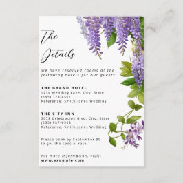 Tarjeta De Recepción Boda de la glicinia morada colgante botánica