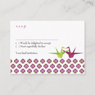 Tarjeta De Recepción Boda de la grúa de papel original
