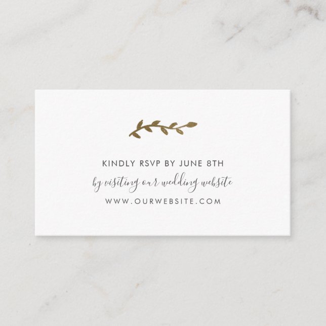 Tarjeta De Recepción Boda de la Guerra de Oro Azul sitio web rsvp (Anverso)