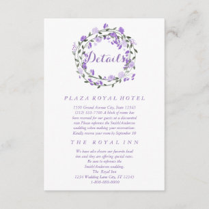Tarjeta De Recepción Boda de la guirnalda floral Purple Peony