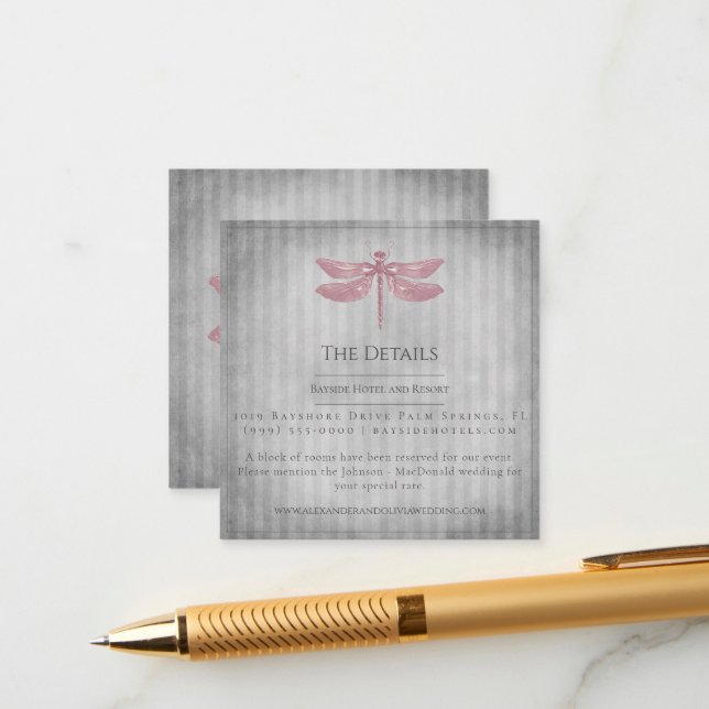 Tarjeta De Recepción Boda de la libélula guiñada (Anverso/Reverso In Situ)