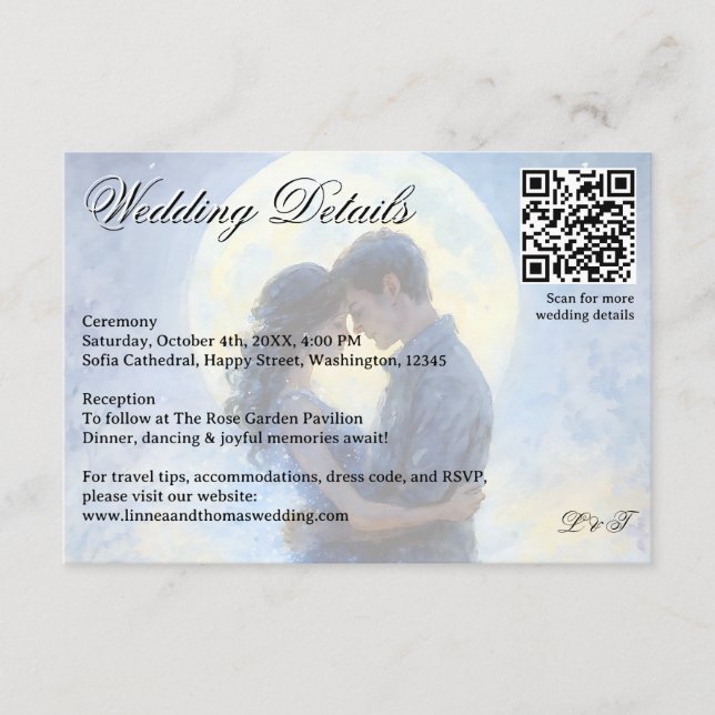Tarjeta De Recepción Boda de la luna Celestial Love Night Sky Theme (Anverso)