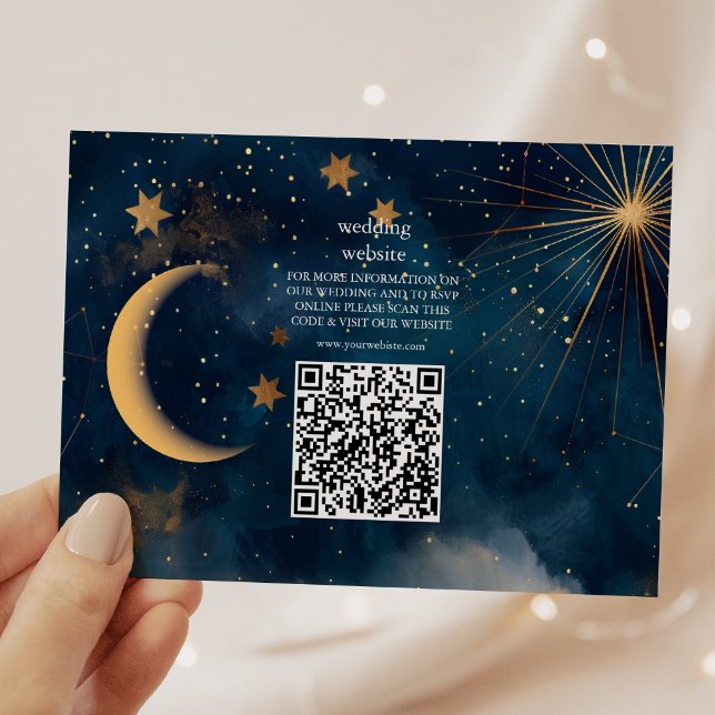 Tarjeta De Recepción Boda de la luna de las estrellas azules de la medi (Subido por el creador)