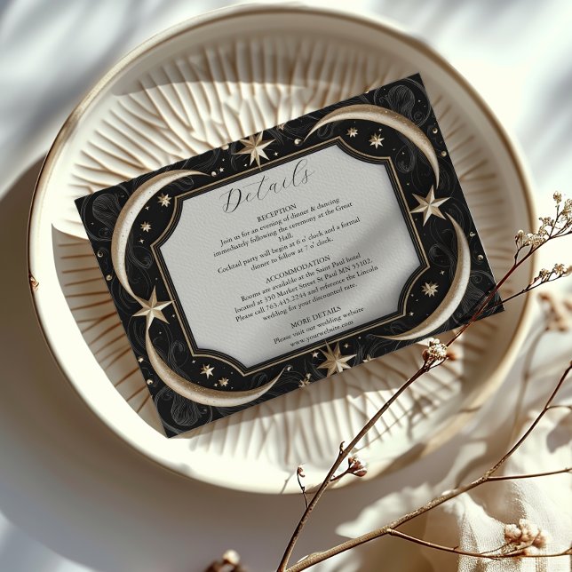 Tarjeta De Recepción Boda de la Luna de los Estrellas Negros Celestiale (Subido por el creador)