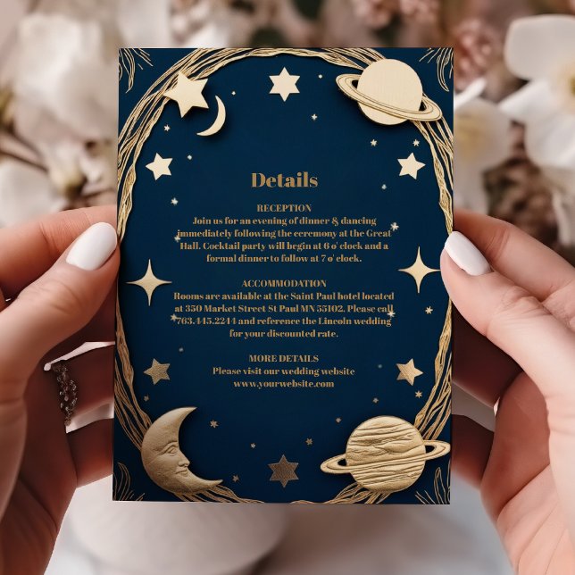 Tarjeta De Recepción Boda de la luna de oro de la marina celestial (Subido por el creador)