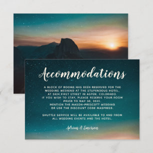 Tarjeta De Recepción Boda de la montaña del cielo nocturno Galaxy Sunse