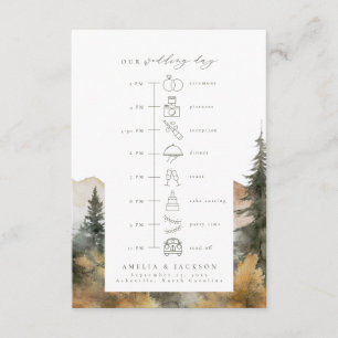 Tarjeta De Recepción Boda De La Montaña Woodland Con Iconos