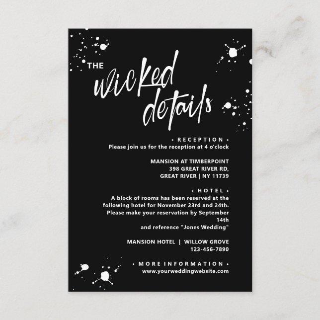 Tarjeta De Recepción Boda de la Noche de Halloween de Living Wed (Anverso)