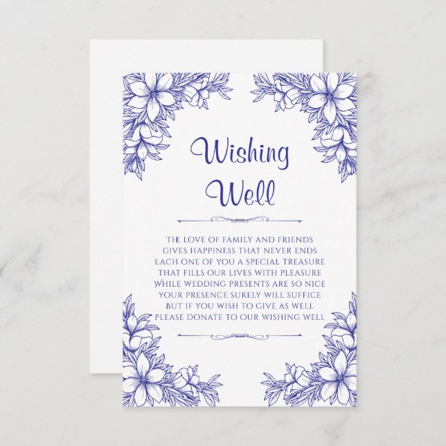 Tarjeta De Recepción Boda de la Ornate Azul Deseando Bien (Anverso / Reverso)