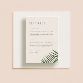 Tarjeta De Recepción Boda de la Palm acuática moderna de Areca