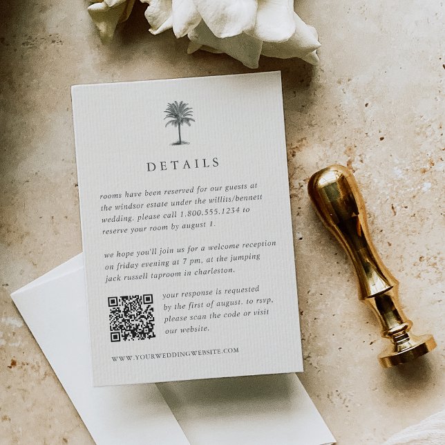 Tarjeta De Recepción Boda de la Palm Habana Detalles del Código QR RSVP (Subido por el creador)