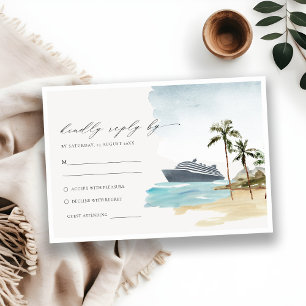 Tarjeta De Recepción Boda de la Palm Tropical Seascape Beach Cruise Wed