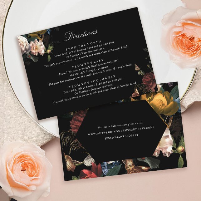 Tarjeta De Recepción Boda de la pintura holandesa romántica floral oscu (Subido por el creador)