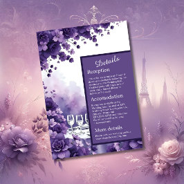 Tarjeta De Recepción Boda de la Torre Eiffel de Lavender Floral y Paris