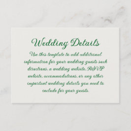 Tarjeta De Recepción Boda de la Vid Emerald