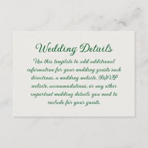 Tarjeta De Recepción Boda de la Vid Emerald