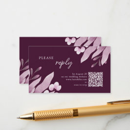 Tarjeta De Recepción Boda de las grandes hojas de Borgoña RSVP