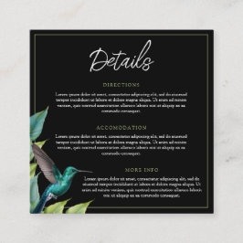 Tarjeta De Recepción Boda de las hojas tropicales de Emerald Hummingbir