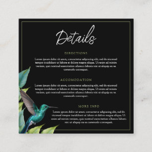 Tarjeta De Recepción Boda de las hojas tropicales de Emerald Hummingbir