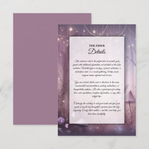 Tarjeta De Recepción Boda de las luces de hadas de lavanda mágica