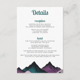 Tarjeta De Recepción Boda de las montañas moradas y Verde azuladas