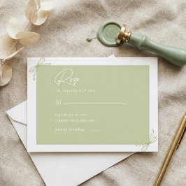 Tarjeta De Recepción Boda de lazos de rayas verdes salvia 