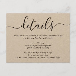 Tarjeta De Recepción Boda de letra script moderna en papel kraft