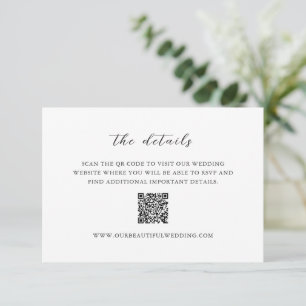 Tarjeta De Recepción Boda de limpieza de código QR simple en blanco y n