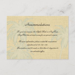 Tarjeta De Recepción Boda de lino crema y palmeras azules Insertar