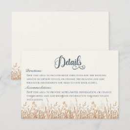 Tarjeta De Recepción Boda de los detalles de los campos de maíz y trigo