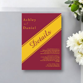 Tarjeta De Recepción Boda De Lujo Elegante Y Moderno De Borgoña Y Oro