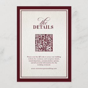 Tarjeta De Recepción Boda de Lujo Moderna Formal Burgundy Dinero Antigu