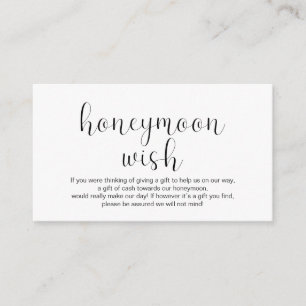 Tarjeta De Recepción Boda de luna de miel, Minimal, Black font,