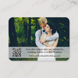 Tarjeta De Recepción Boda de Madera Azul Rústico Página web QR Fotograf