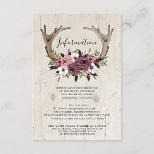 Tarjeta De Recepción Boda de madera de antillas florales boho rústicas