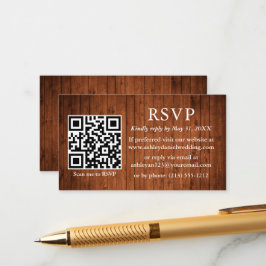 Tarjeta De Recepción Boda de madera Rusa QR RSVP