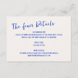 Tarjeta De Recepción Boda de marco de silenciador azul manuscrito