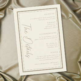 Tarjeta De Recepción Boda de Marco Minimalista de Crema de Marfil