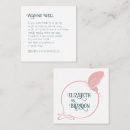 Tarjeta De Recepción Boda de mariposa rosa Art Nouveau con buenos deseo