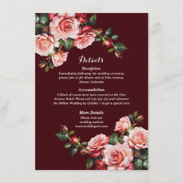 Tarjeta De Recepción Boda de marrón de rosas rosas rosas rosas y rojas
