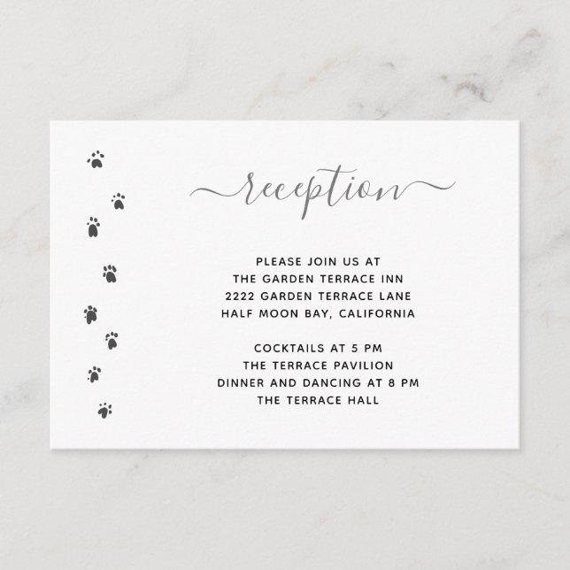 Tarjeta De Recepción Boda de Mascota Personalizada Plateada Lindo Recep (Anverso)