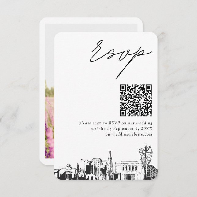 Tarjeta De Recepción Boda de Mesa Arizona RSVP Código QR pequeño (Anverso / Reverso)