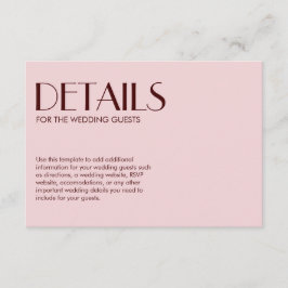 Tarjeta De Recepción Boda de moda elegante de color marrón y rosa pálid