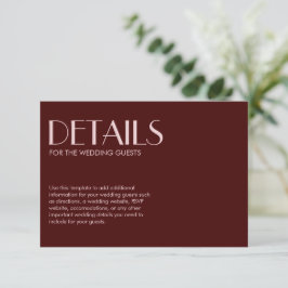Tarjeta De Recepción Boda de moda elegante de color marrón y rosa pálid