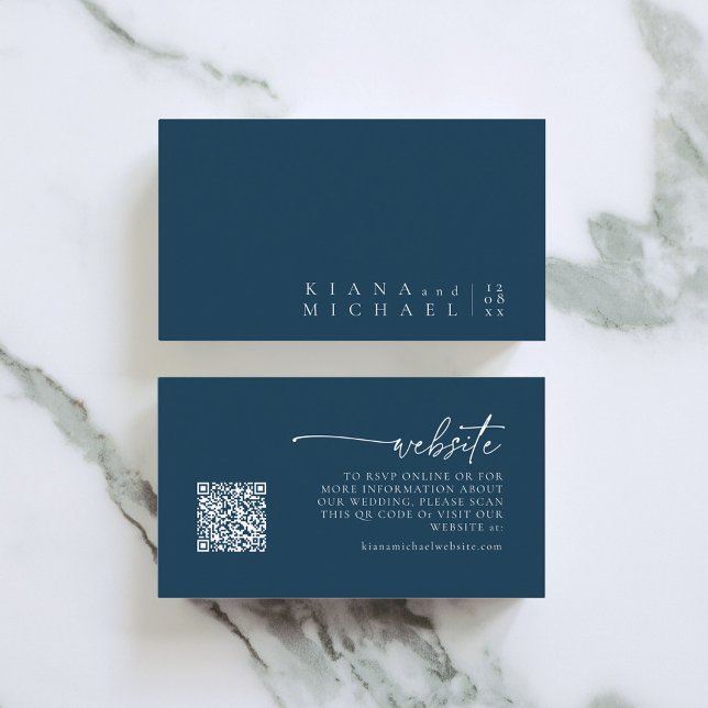Tarjeta De Recepción Boda de Moda simple sitio web Prussian Blue ID1046 (Subido por el creador)