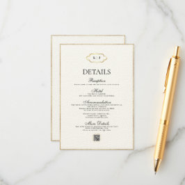 TARJETA DE RECEPCIÓN BODA DE MONOGRAMA CLÁSICA Y CALLIGRAFÍA ROMÁNTICA