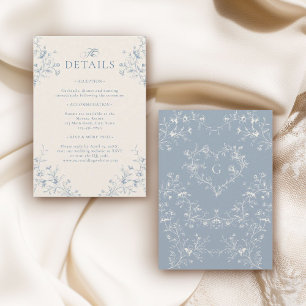 Tarjeta De Recepción Boda de Monograma de Corazón Victoriano Floral Azu
