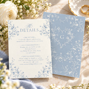 Tarjeta De Recepción Boda de Monograma de Corazón Victoriano Floral Azu