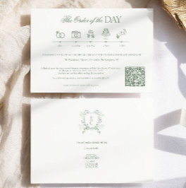 Tarjeta De Recepción Boda de monograma de línea de tiempo clásico