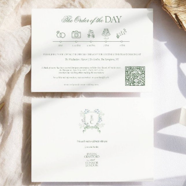 Tarjeta De Recepción Boda de monograma de línea de tiempo clásico (Subido por el creador)